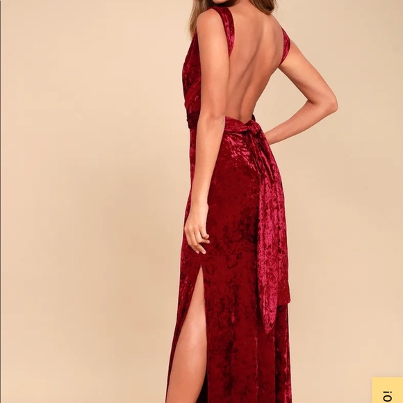 Lulu’s Dreams of Sheen Burgundy Velvet Convertible Maxi Dress, Small - Picture 4 of 7